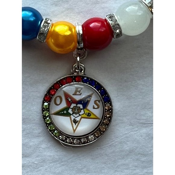 Eastern Star Beaded Elastic Bling Charm Bracelet - Picture 10 of 11